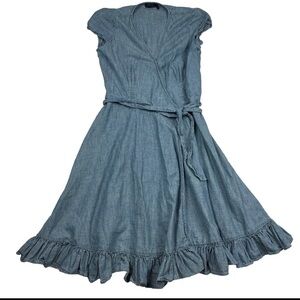 Polo by Ralph Lauren Chambray Blue Wrap Midi Dress